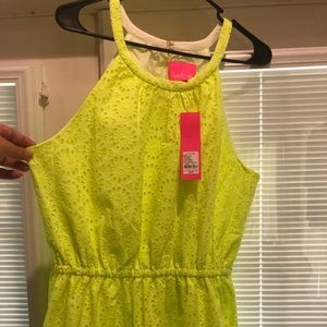 NWT XL Lilly Pulitzer Alda Midi eyelet dress in Prickly Pear Yellow